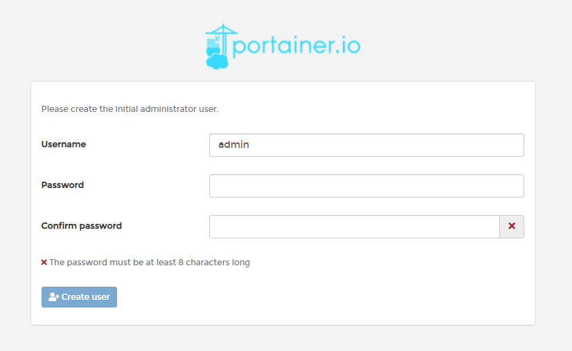 Default Portainer Screen